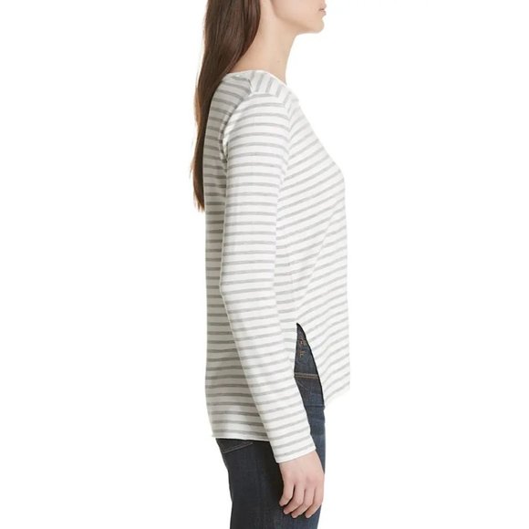 NWT Majestic Filatures Long Sleeve Stripe Pullover Sweatshirt Tee Grey 3 - Picture 2 of 10